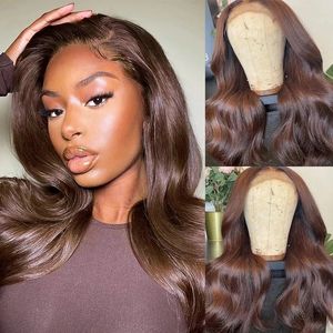 Dark Auburn Brown Wavy Remy Human Hair 13x6 Lace Front 200 Density Deep Parting Space 360 ​​Frontal Wigs Fwith Baby Hair 30 Inned
