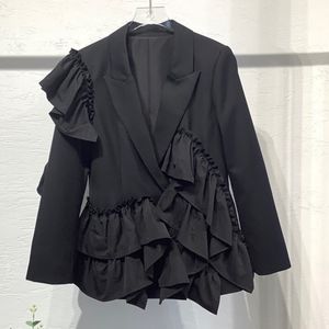 Fashion Suit Coat Autumn Women Blazer Asymmetry Ladies Loose Long Jacket Irregular Woman Black Clothing 210510