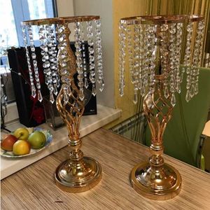 Party Decoration Crystal Candle Holders Metal Candlestick Flower Vase Table Centerpiece Event Rack Road Wedding Wedding