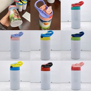 304 rostfritt stål tumblers sublimering blanks mdf julklapp barn halm kopp 350ml muggar vattenflaskor xd24812