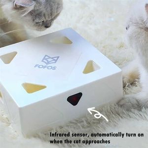 Smart Cat Toy Interactive Sqaure Magic Box Dokuczanie Kot Kij Elektroniczny Catnip Szkolenie Kitten Łapanie Myszy Zabawki USB Ładowanie 211122