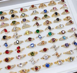 luxurious Colorful zircon crystal ring Mixed orders Lady/girl Fashion jewelry Alloy gold mix style