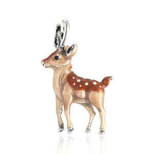 Lovely brown gray enamel deer fawn animal brooch pins for women