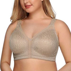 Biustonosz Kobiety Minimalizator Plus Rozmiar Bielizna Koronki Bralette Bezprzewodowe BH Comfort Bassiere Ropa Wnętrze Femenina F Full Coverage 211110