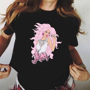 Camiseta Feminina Jem And The Holograms Camiseta Feminina Hip Hop Graphic Tees Summer Tshirts Streetwear Fãs dos anos 90 Tshirt Feminino