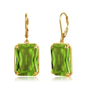 925 Sterling Silver Peridot Gemstone 14K Gold Drop Earrings Fashion Jewelry For Women
