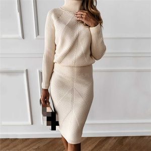 MVGIRLRU Women's Knitting skirt suit women's Costume Sweater suit + Slim Skirt Two-Piece tracksuit 211101