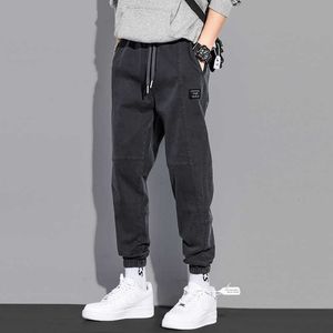 Ly designer moda homens jeans solto apto casual carga calças hombre de alta qualidade streetwear vintage hip hop corredores calças