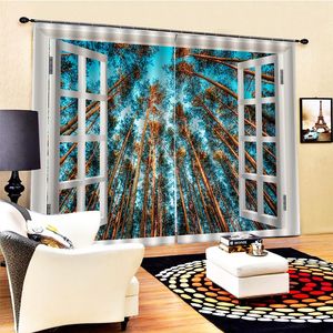 Занавес Drapes PO Windows Scnery Лесные шторы 3D для гостиной спальни Cortinas