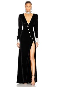 Winter Women Elegant Long Sleeve Bodycon Party Dress Fashion Velvet Runway Prom Maxi 210527