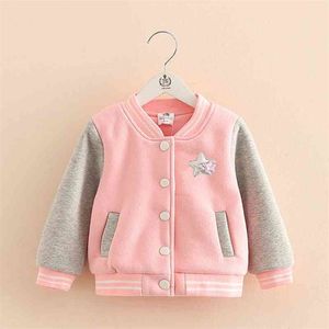 Autumn Winter Fashion 2 3 4 6 8 10 Years Children Color Patchwork Mandarin Collar Girls Plus Velvet Jacket For Baby Kids 210701