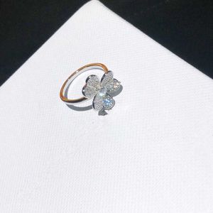 Czysty szterling Sier dla kobiet Camellia Flower Cz Diamond Pierścienie