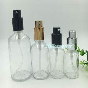 Azja Południowo Wschodnia Refillable Clear Spray Bottle ml ml ml ze złotymi srebrnymi czarnymi pompowymi pokrywkami