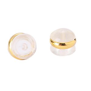 Earring Backs Padded Mushroom Copper Plated Rubber Silicone Round Ear Plug Blocked Caps Stoppers For DIY Jewelry Findings Making
