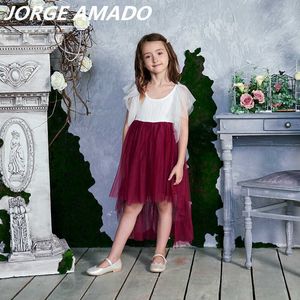 ハイレースの花の女の子のドレススタイルガーゼフレアスリーブプリンセスドレス子供服E17127 210610