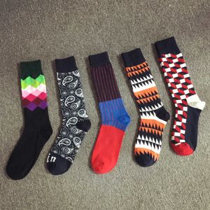 Nowy HappySocks Tide Marka Brytyjski Styl Sub Gradient Color Pure Cotton Men In Tube Socks X0710