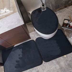Trendigt mönster toalett lock täcker klassiska U-formade mattor golvmattor sätter 3 stycken för heminredning