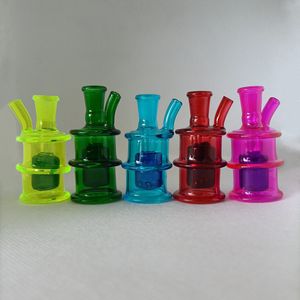 Renkli mini bong yağ dab teçhizatlar nargile 10mm eklem küçük tırnak su bongs persc fıskiye sigara tütün tütün kuru bitki recycer boru