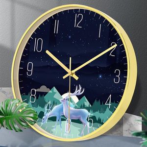 Relógios de parede Simples Nordic Relógio de Living Sala Kids Bedroom Watch Punch Livre Wandklok Home Decoração Acessórios 50WC