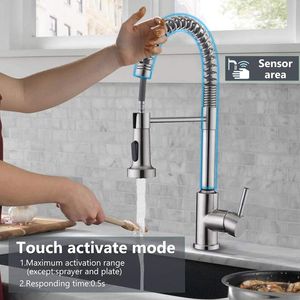 Wholesale smart sink faucet for sale - Group buy Ly Touchless Kitchen Faucet With Pull Down Sprayer Touches On Activation Sink Faucets Smart XSD8 Bathroom