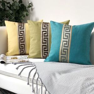 8 kleuren eenvoudige mode katoen linnen kussenhoes home decor sofa sierkussen case solide kussensloop patchwork linnen massief kleur kussen