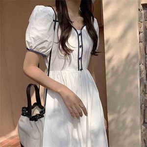 White Color-Hit Lady Evening Party Chic Girls Slim Sexy Short Sleeves High Quality Loose Long Dresses Vestidos 210525