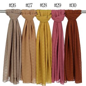30 Farben Plaid Falten Bedruckter Chiffon Langer Schal Mode Muslimische Frauen Wraps Turban Plain Schal Schals Elegante Dame Kopfbedeckung