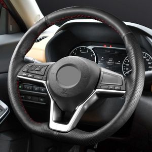 Artificial Leather Steering Wheel Cover For Nissan X-Trail Qashqai 2017-2019 Rogue (Sport) Kicks Micra 2017-2019 Leaf 2018-2019