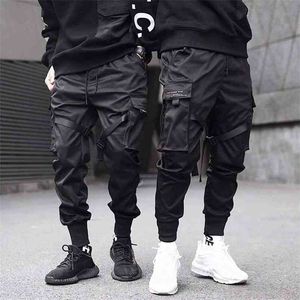 Czarny Hip Hop Cargo Spodnie Mężczyźni Streetwear Moda Bawełniana Joggers Spodnie Dwewotne Spodnie Harajuku Odzież 210715