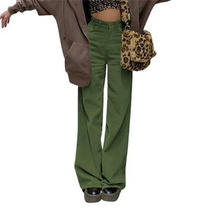 Vintage Teenager Skater Girl Style Baggy Pants Streetwear Corduroy Fashion High Waist Brown Trousers 210915