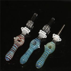 Hookah Silicone Nectar Mini Straw Water Pipes with Titanium Nail For Smoking Accessories Dab Rig Glass Bongs Pipe