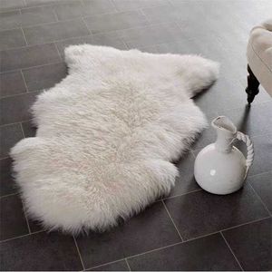 Soft Faux Fur Sheepskin Rug Fluffy Chair Cover Long Hair Children's Bedroom Mat Plush Wool Hairy Carpet Pad Seat Area Furry Rugs 211217