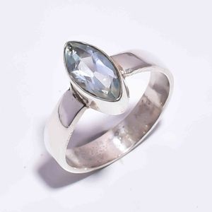 AAA Quality Blue Topaz Ring, Sier 925 Sterling Unisex Fiona Biżuteria, Biżuteria z kamieniami szlachetnymi