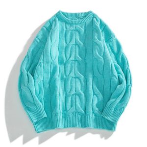 Nowy solidny kolor ponadwymiarowy pullover swetry mężczyźni moda swobodny zimowy sweter sweter homme nowy trend o szyku swetry jesień