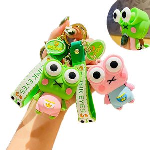 Decompression Toy Funny Cute Stress Reliever Frog Keychain Cute Cartoon Epoxy Extrusion Animal Car Key Chain Ring Bag Pendant