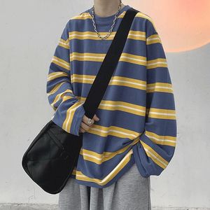 Erkek Ceket Sweatshirt Erkek Bahar Sonbahar Moda Giyim Trendleri Şerit Renk Karşılaşma Yüksek Sokak Çift Gevşek Yakışıklı Kıyafetler