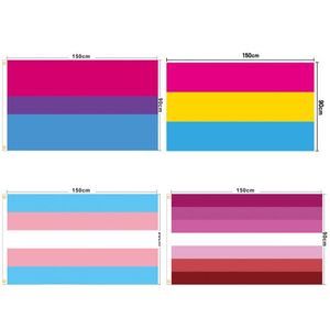 Rainbow Flag Banner 3x5FTS90x150CM LGBTのプライドトランスギダーフラグレズビアンゲイバイセクシュアルPansexual Ready SN4854
