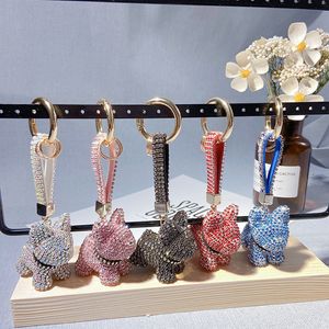 Fashion Diamond Claw Chain French Fighting Dog Keychain Cartoon Doll Pendant Creative Gift High-End