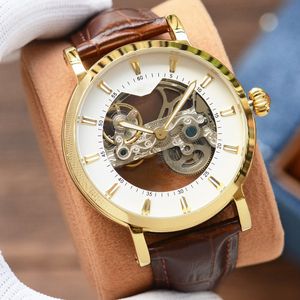 Men's watch Business fashion style Hollow design Automatic mechanical movement 316 stainless steel case Calfskin strap Mineral super mirror 42*13mm