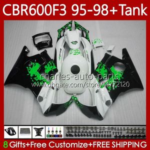 Body Kit For HONDA Bodywork CBR600F3 600CC 600FS 64No.196 CBR 600 600F3 95-98 Graffiti green CBR600 F3 FS CC 97 98 95 96 CBR600FS CBR600-F3 1997 1998 1995 1996 Fairing +Tank