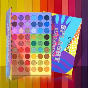UCANBE 6 in 1 Splashy Candies 54 Farben Lidschatten-Palette, lebendiger Sommer-Look, Augen-Make-up, glitzernd, schimmernd, mattes Lidschatten-Puder