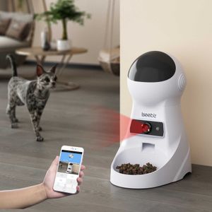 Iseebiz 3L Automatic Cat Feeder Dog Food Dispenser with Camera Support Voice Record ,App Control 8 Times One Day Pet Accessories 210615