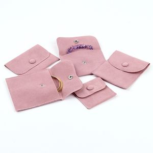 Подарочные Пакеты оптовых-Ювелирные изделия Подарочная упаковочная сумка для упаковки с защелкивающимися крепежными пылезащитными ювелирными изделиями Подарочные мешочки из жемчуга бархат розовый синий выбор Q2