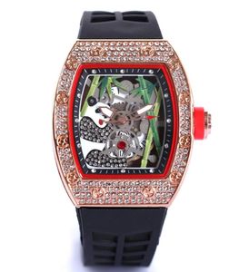 Ghost Quartz Heren Horloges Top Digiet Versie Skeleton Dial All Richard Fiber Pattern Case Japan Sapphire RM Mens Horloge Rubber Designer Sport Horloges
