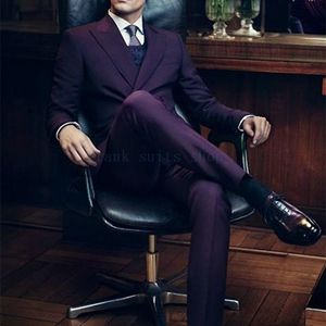 2021 Formal Purple Men's Suits Male Blazer Slim Fit Suits For Men Groom Tuxedos Dinner Wedding Business Work