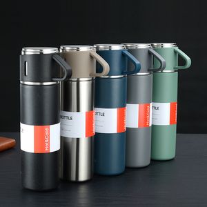 500ml garrafa de água térmica com copos vácuo isolado viagem de negócios viagem caneca de café mantém quente / frio por 24 horas