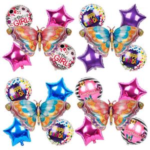 1 set palloncini foil farfalla blu rosa decorazioni per feste di compleanno per matrimoni spagnoli giocattoli per bambini forniture per baby shower Air Globo