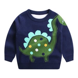 Jesień i zimowy berbeć chłopiec sweter sweter kreskówka zwierząt dinozaurów dziecięce sweter z dzianiny ciepłe dziecko chłopiec ubrania y1024