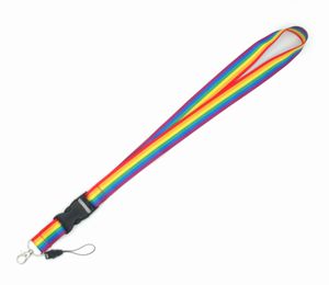 Mobiltelefonband Charms 10st Rainbow Avtagbar Universal Sport Lanyard för MP3 / 4 Nyckelkedje Badge Lanyards Partihandel