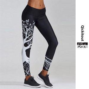 Moda Spor Baskılı Tayt Kadın Push Up Yüksek Bel 3D Dijital Ağaç Baskı Ince Polyester Harajuku Legging XS-XL 211215